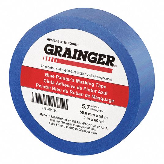 Grainger TC27-2 X 60YD, Painter Tape, 2 x 60 yd., 5.7 mil Thickness,  Rubber Adhesive