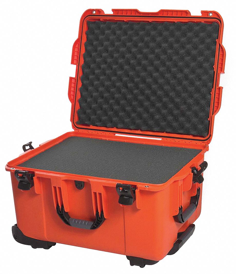 PROTECTIVE CASE, 17 IN X 22 IN X 12⅞ IN INSIDE, PICK AND PLUCK, ORANGE, 2 WHEELS