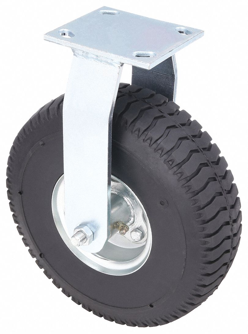 Plate Caster: Rigid, 10 in Wheel Dia., 3 1/2 in Wheel Wd, 11 1/2 in Mounting Ht, Slot, Ball