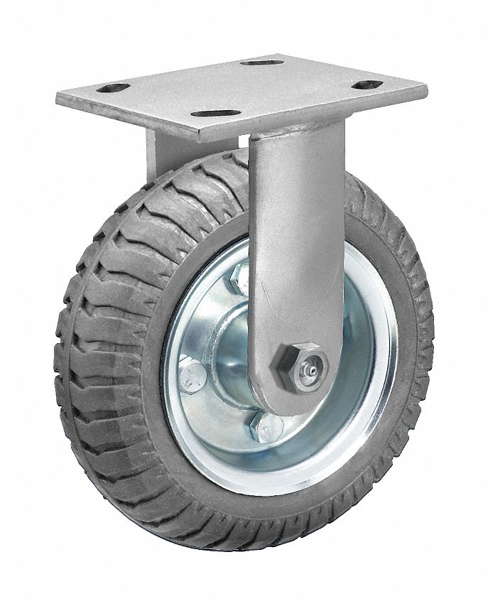 Plate Caster: Rigid, No Brake, Polyurethane, 4 in Wheel Dia, 2 1/2 in Wheel Wd, Slot, Ball