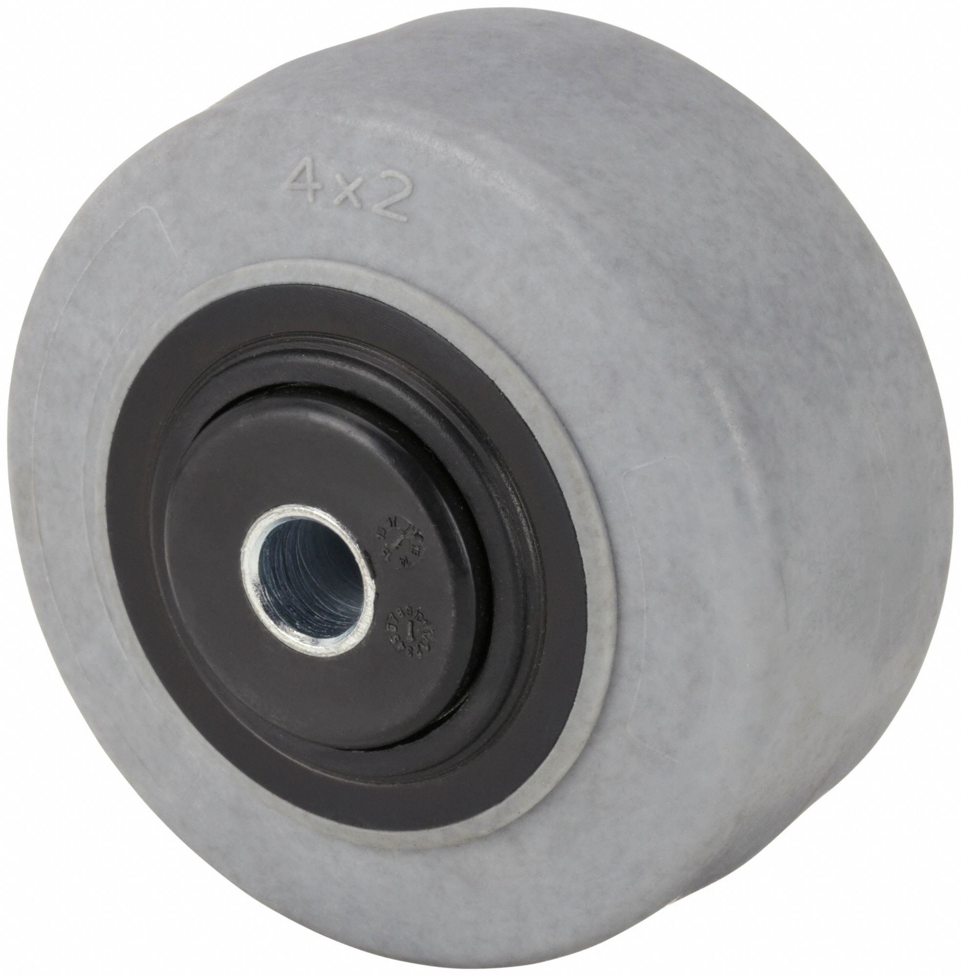 Caster Wheel: 4 in Wheel Dia., 2 in Wheel Wd, Rubber, 300 lb Load Rating, Plastic