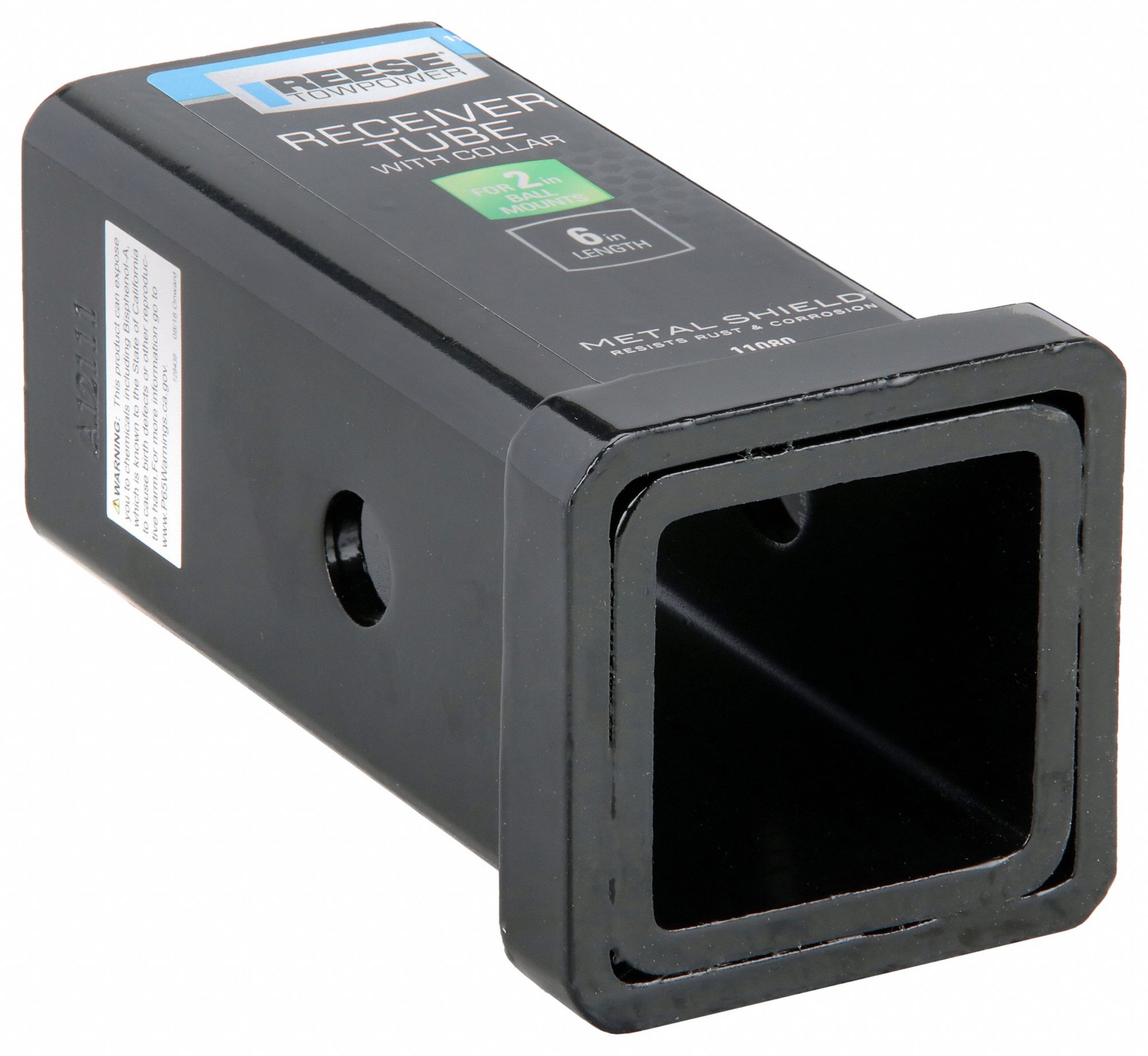 Receiver Tube: 2 in Compatible Hitch Size, 5/8 in Inside Dia, 6 in Overall Lg, Steel