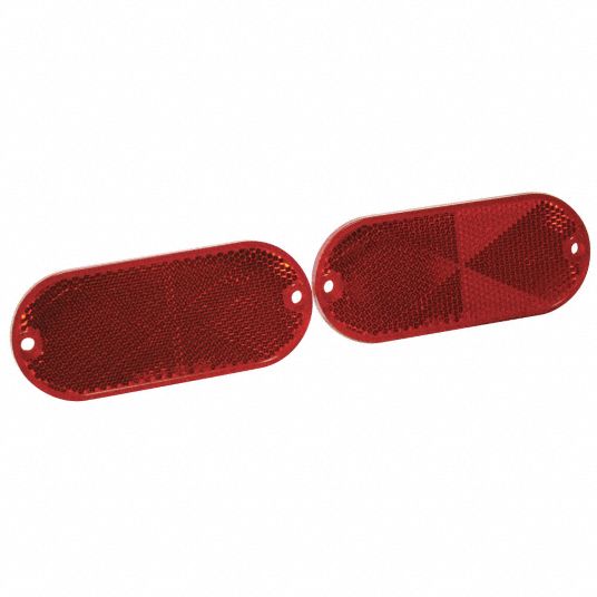 REESE Oval Reflector, Red, 4 3/8 in L X 1/4 in W, Acrylic - 20PT19 ...