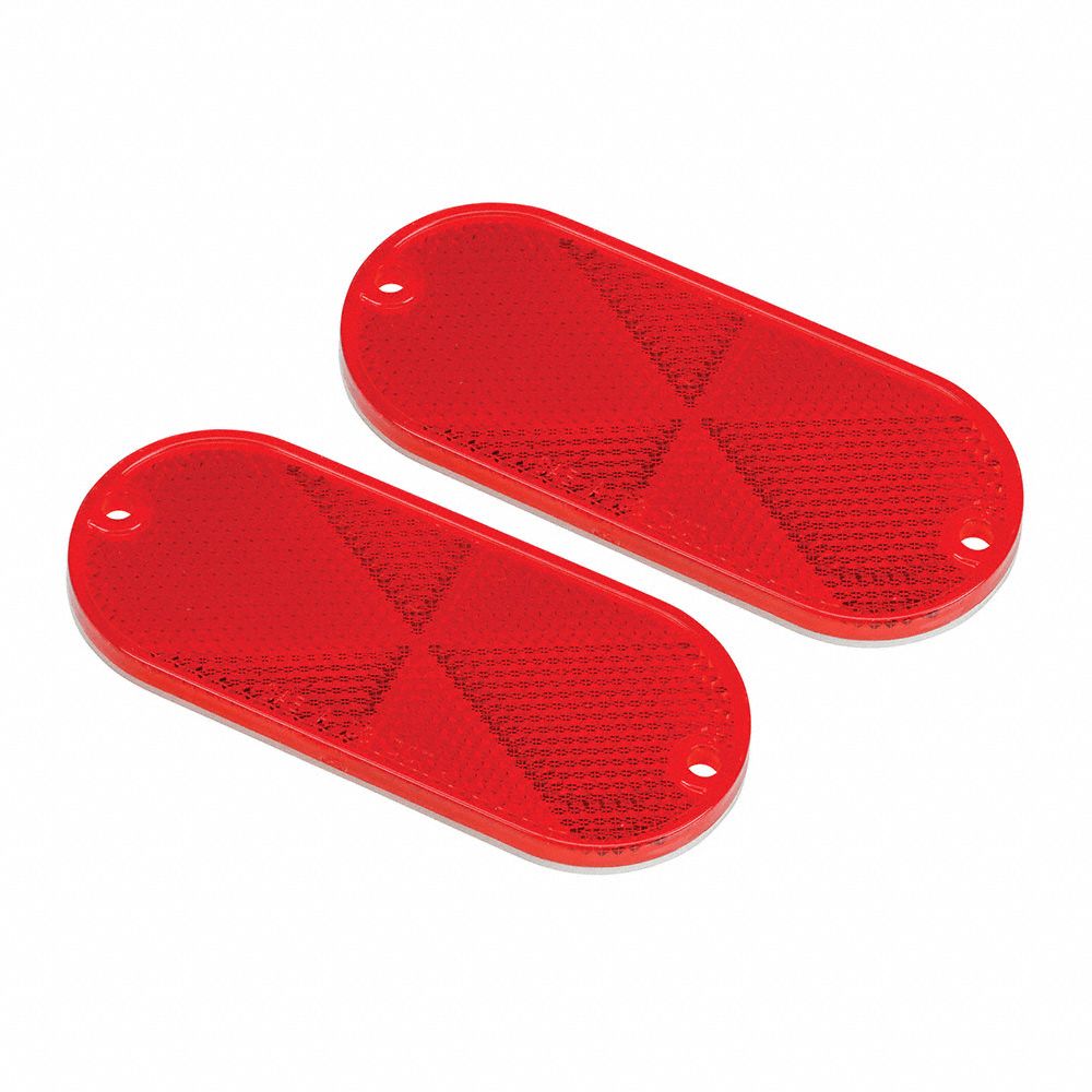 REESE Reflector: Oval, Red, 4 3/8 in Overall Lg, 1 7/8 in Overall Wd ...