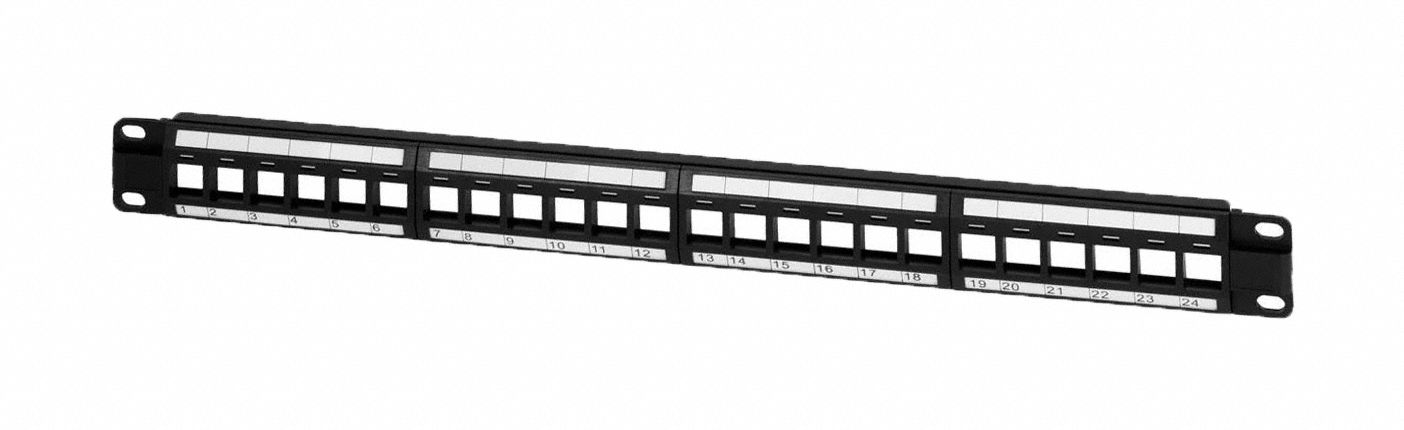 Jack Panel: 2 Rack Units, 24 Ports, Flat, PoE, Adhesive Label/Front & Rear Numbered, Rear Access