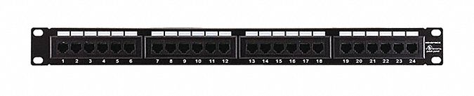 PATCH PANEL, 5E, FLAT, WHITE LABELS, STEEL, 24 PORTS, STRAIGH, 2U, 2 RACK UNITS