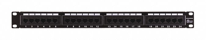 PATCH PANEL, 6, FLAT, WHITE LABELS, STEEL, 24 PORTS, STRAIGH, 2U, 2 RACK UNITS