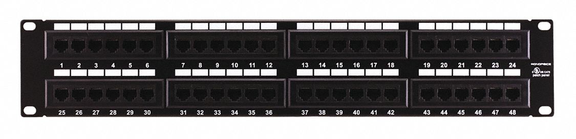 MONOPRICE, 2 Rack Units, 48 Ports, Patch Panel - 20PW93|7305 - Grainger