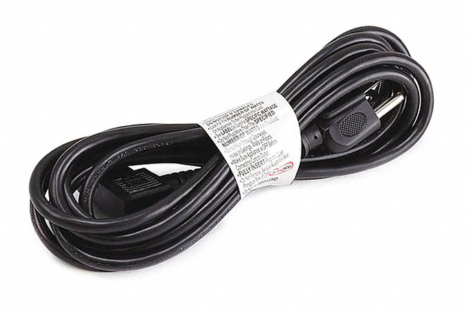 PC Power Cord: 18 AWG Wire Size, 10 ft Cord Lg, Right Angle IEC C13, 10 A  Max. Amps, PVC, SJT