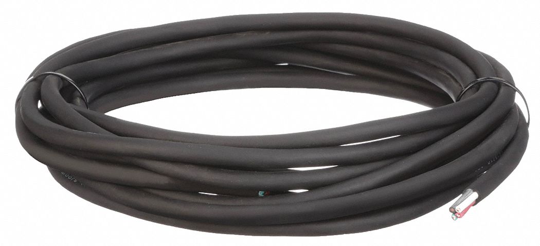 Portable Cord: SJOOW, 300 V, 4 Conductors, 14 AWG, Black Jacket, 25 ft Overall Lg