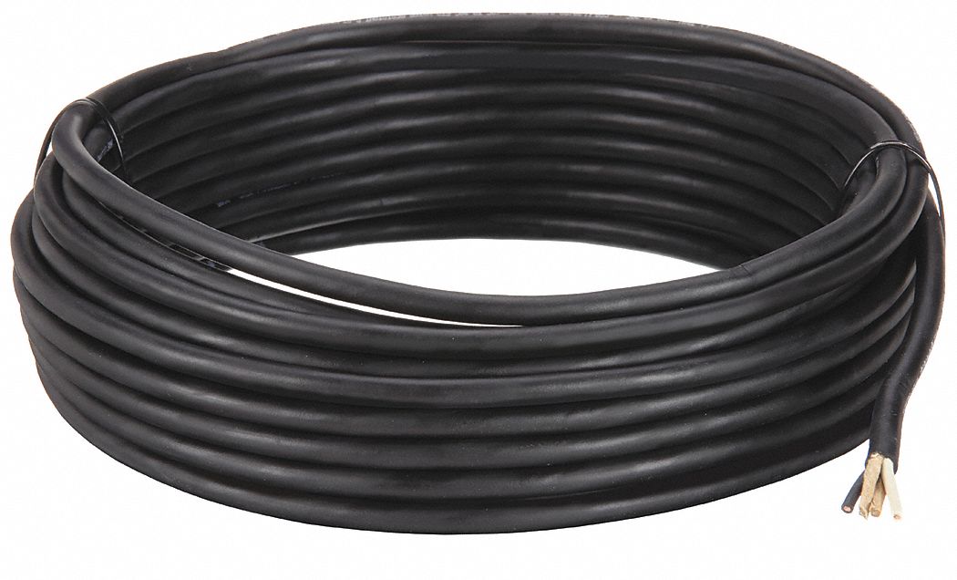 PORTABLE CORD, 2 CONDUCTORS, 18 AWG WIRE SIZE, RUBBER, BLACK, 100 FT L, 300 VOLT