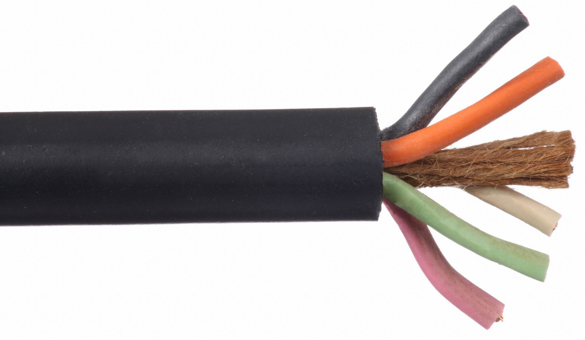 Portable Cord: SOOW, 600 V, 5 Conductors, 18 AWG, Black Jacket, 10 ft Overall Lg