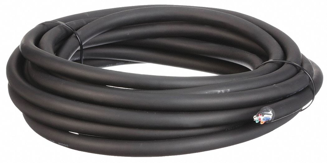 Portable Cord: SOOW, 600 V, 8 Conductors, 16 AWG, Black Jacket, 25 ft Overall Lg