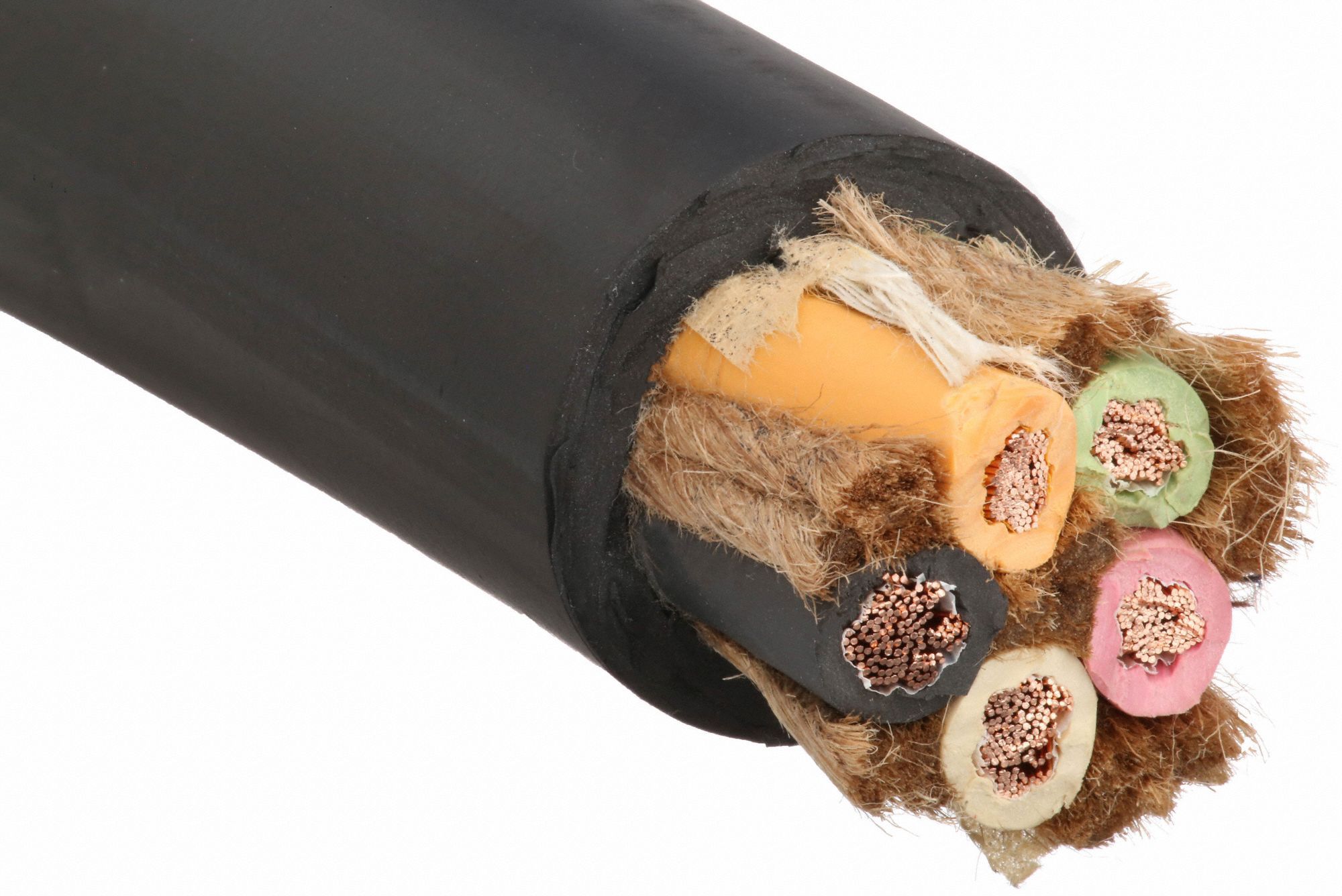 Portable Cord: SOOW, 600 V, 5 Conductors, 8 AWG, Black Jacket, 10 ft Overall Lg