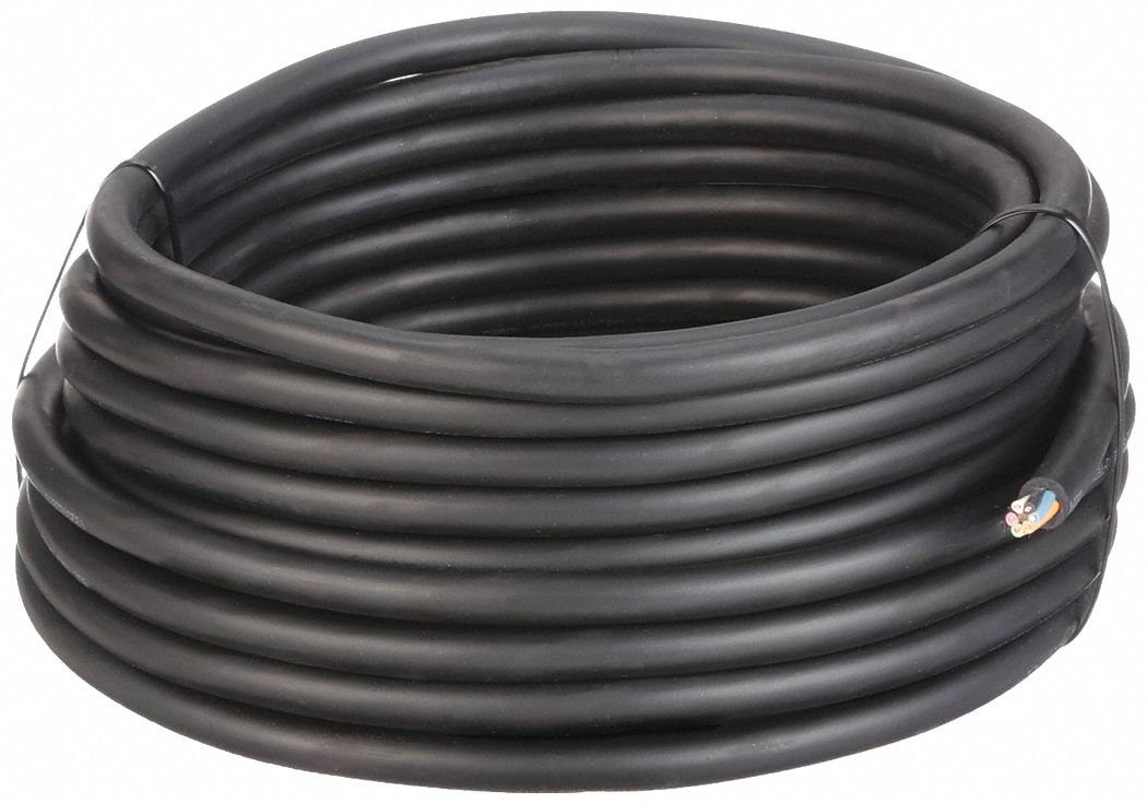 Portable Cord: SOOW, 600 V, 6 Conductors, 16 AWG, Black Jacket, 100 ft Overall Lg