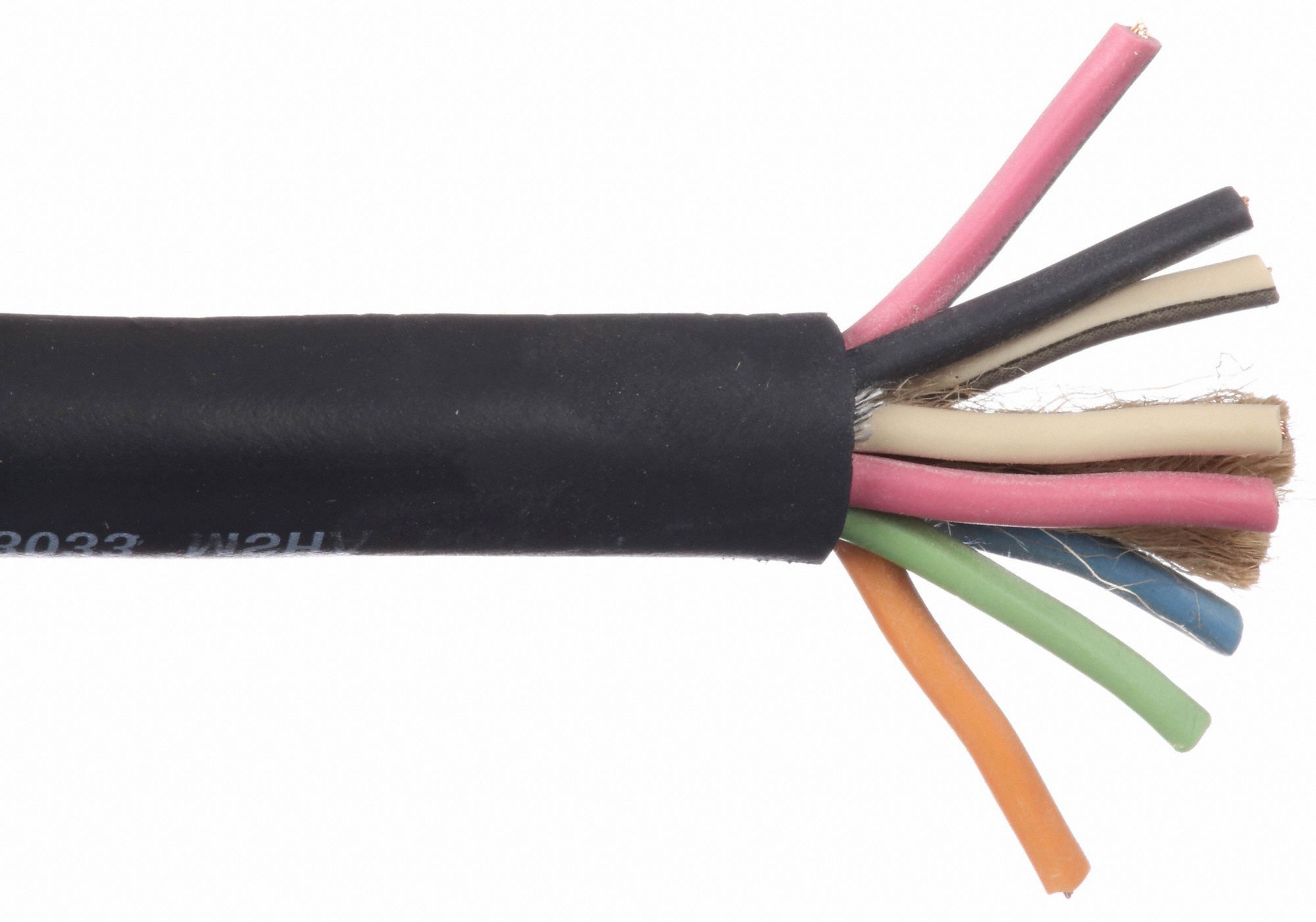 Portable Cord: SOOW, 600 V, 8 Conductors, 16 AWG, Black Jacket, 10 ft Overall Lg