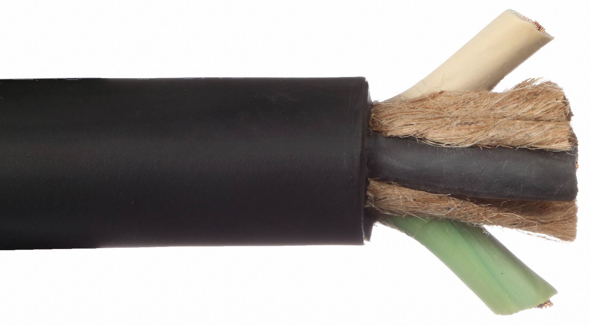 Portable Cord: SOOW, 600 V, 3 Conductors, 6 AWG, Black Jacket, 10 ft Overall Lg