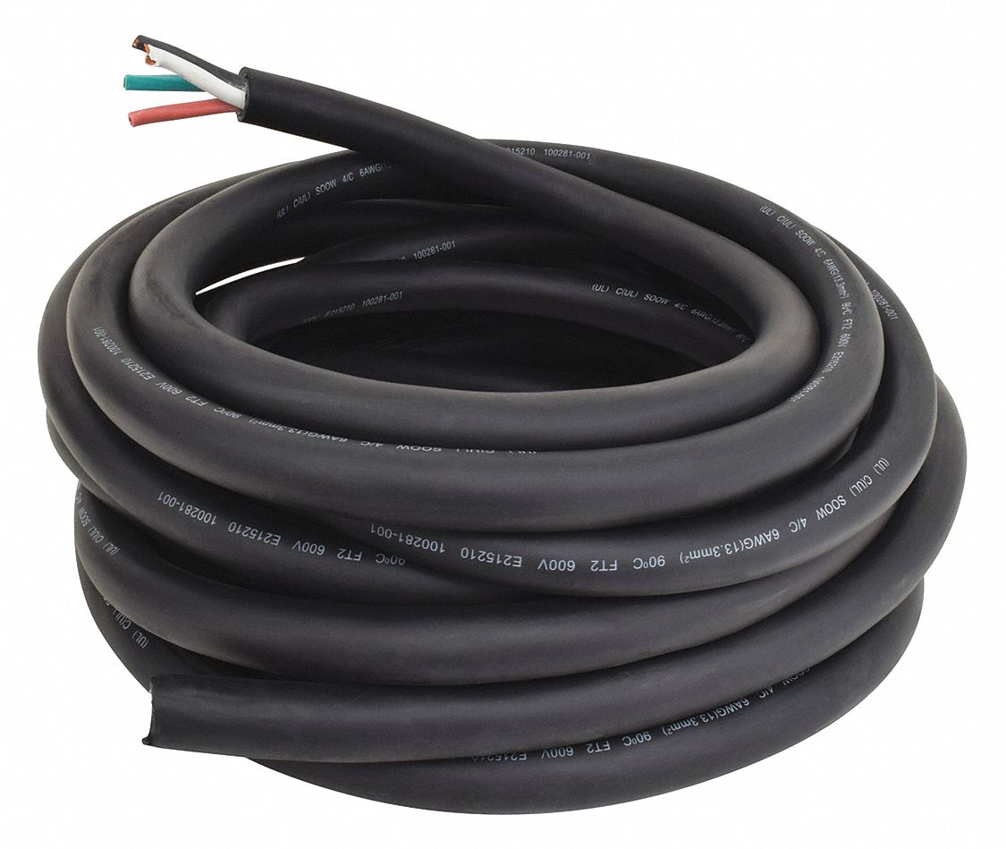 50 ft 16/4 SJOOW SJ SJO Black Rubber Cord Outdoor Flexible Wire/Cable 
