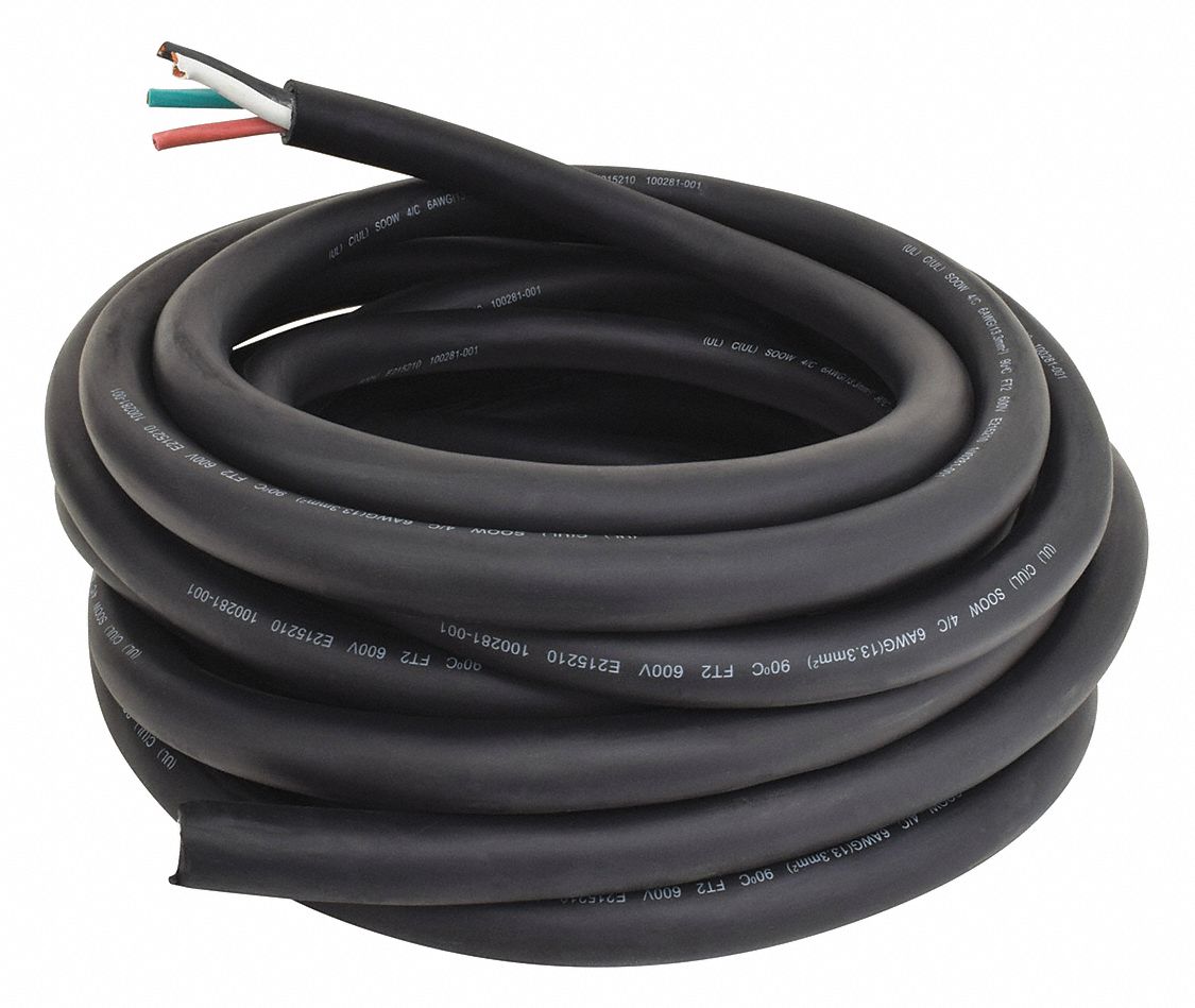 GRAINGER APPROVED Portable Cord, Number of Conductors 4, 6 AWG, SOOW