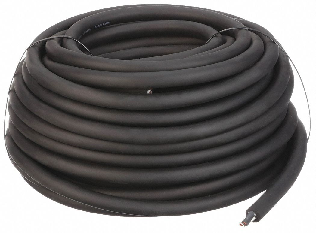 PORTABLE CORD, 2 CONDUCTORS, 10 AWG WIRE SIZE, RUBBER, BLACK, 100 FT L, 600 VOLT