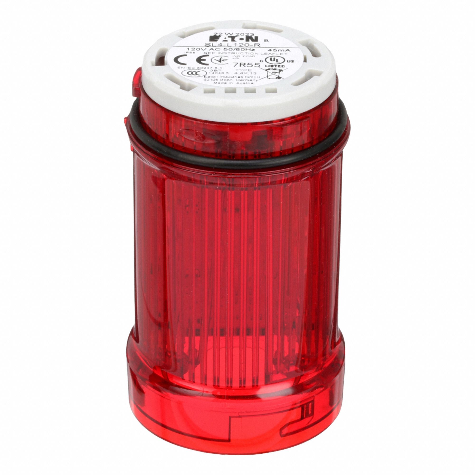 Tower Light Module: Steady, 110/120V AC, Red, 43 mm Overall Dia, 3 in Overall Ht, SL4