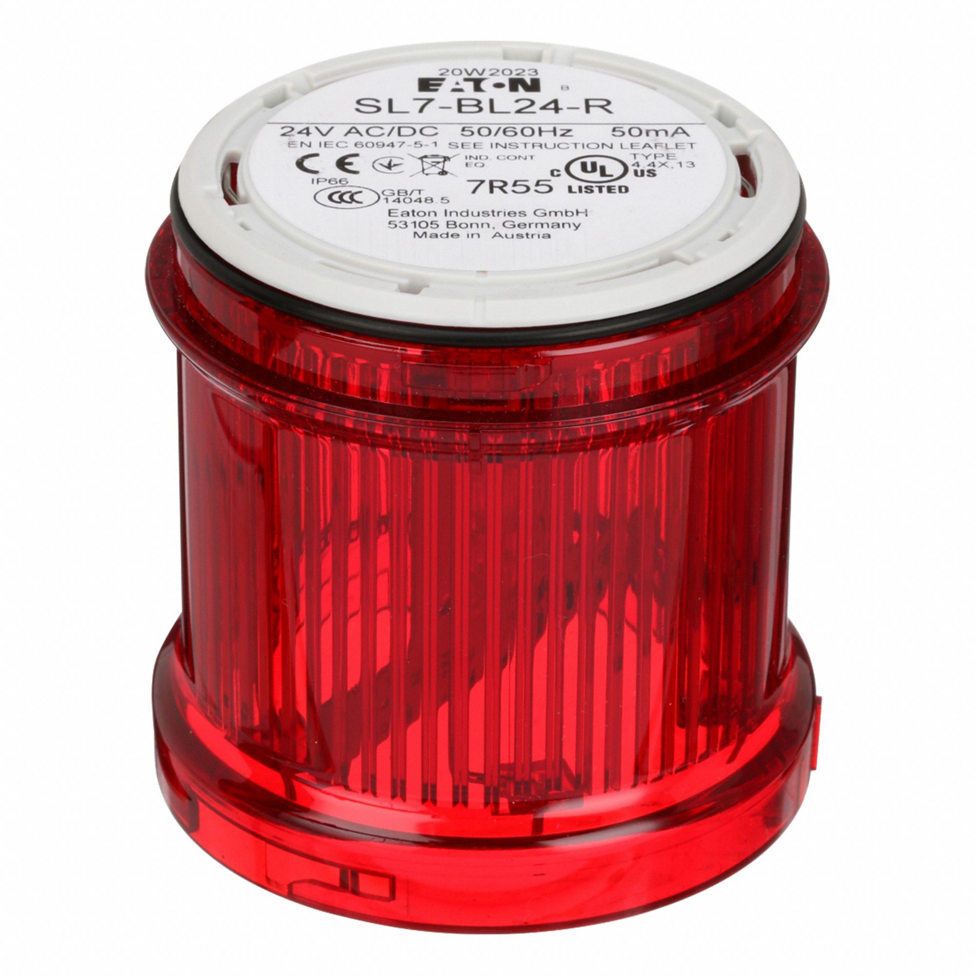 Tower Light Module: Flashing, 24V AC/24V DC, Red, 73 mm Overall Dia, 3 in Overall Ht, SL4