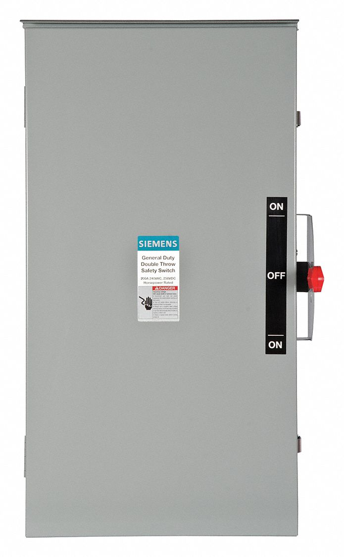 Safety Switch: Non-Fusible, 200 A, Single Phase, 240V AC, Galvanized Steel, Indoor/Outdoor