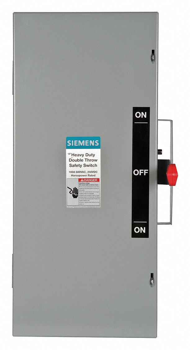 Safety Switch: Non-Fusible, 100 A, Three Phase, 600V AC, Galvanized Steel, Indoor