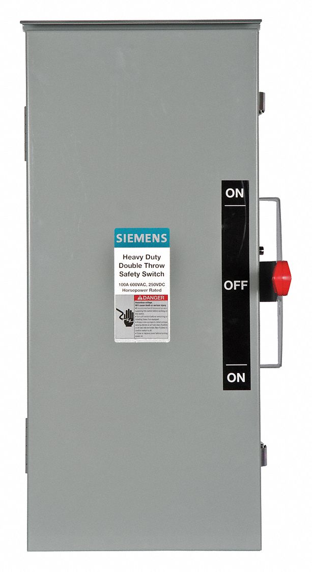Safety Switch: Non-Fusible, 100 A, Three Phase, 600V AC, Galvanized Steel, Indoor/Outdoor