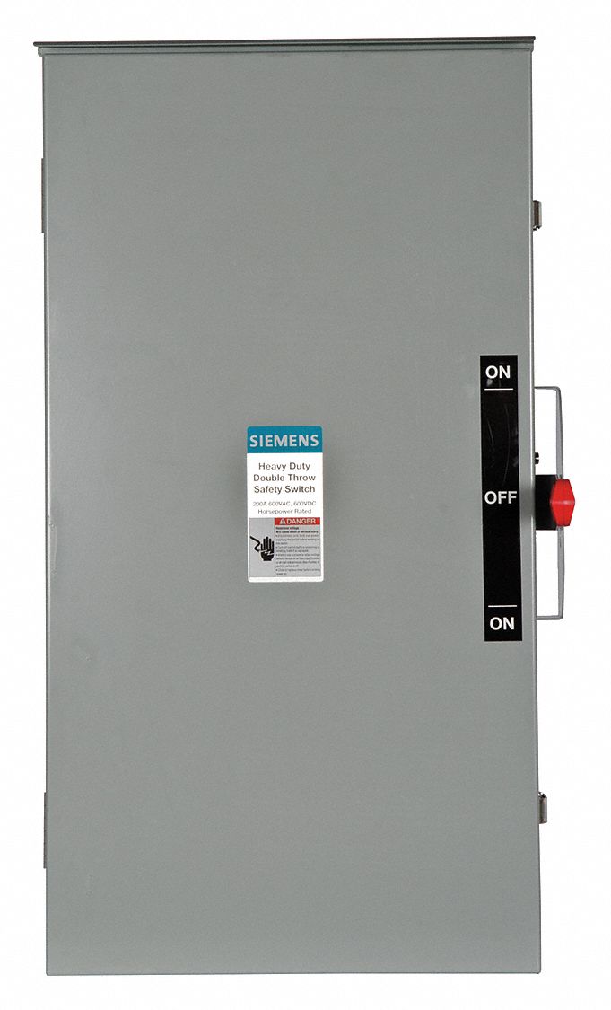 Safety Switch: Non-Fusible, 200 A, Three Phase, 600V AC, Galvanized Steel, Indoor/Outdoor