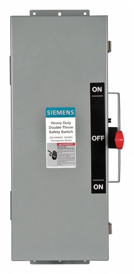 Safety Switch: Non-Fusible, 30 A, Three Phase, 240V AC, Galvanized Steel, Indoor