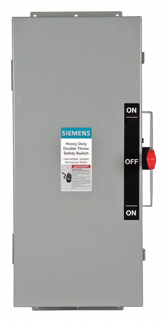 Safety Switch: Non-Fusible, 100 A, Three Phase, 600V AC, Galvanized Steel, Indoor
