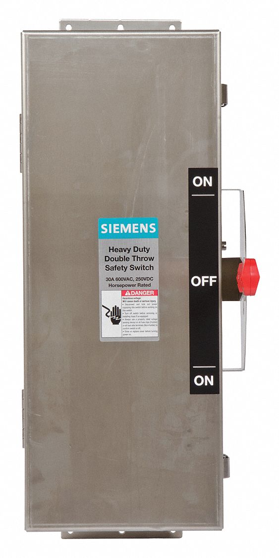 Safety Switch: Non-Fusible, 30 A, Three Phase, 240V AC, 304 Stainless Steel, Indoor/Outdoor