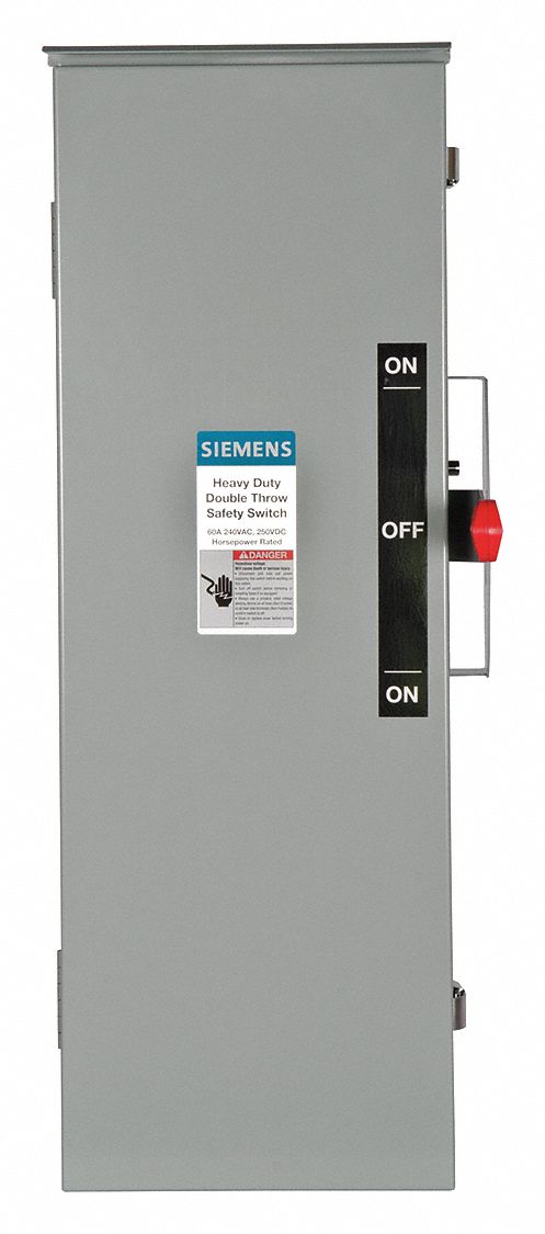 Safety Switch: Fusible, 60 A, Three Phase, 240V AC, Galvanized Steel, Indoor/Outdoor