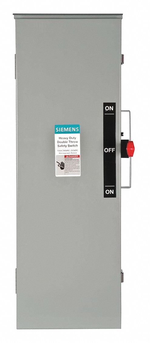 Safety Switch: Fusible, 100 A, Three Phase, 240V AC, Galvanized Steel, Indoor/Outdoor