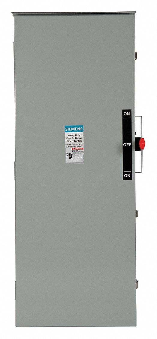 Safety Switch: Fusible, 200 A, Three Phase, 600V AC, Galvanized Steel, Indoor/Outdoor