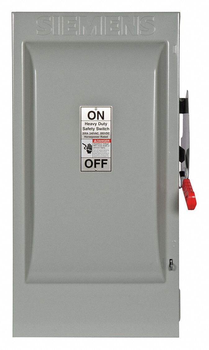 Safety Switch: Fusible, 200 A, Single Phase, 240V AC, Galvanized Steel, Indoor