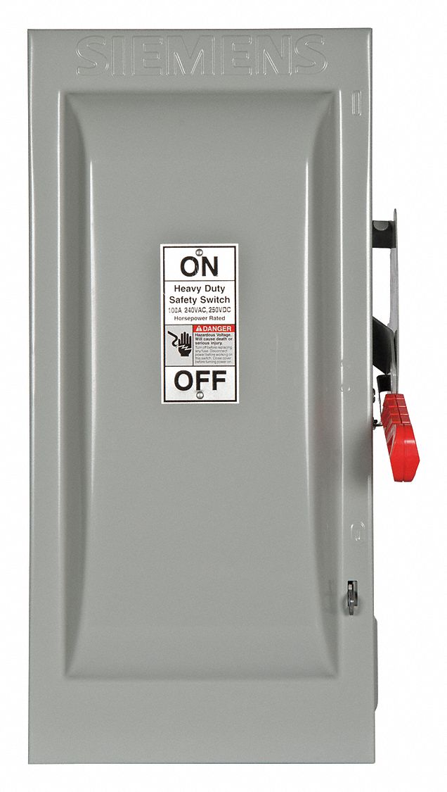 Safety Switch: Fusible, 100 A, Three Phase, 240V AC, Galvanized Steel, Indoor