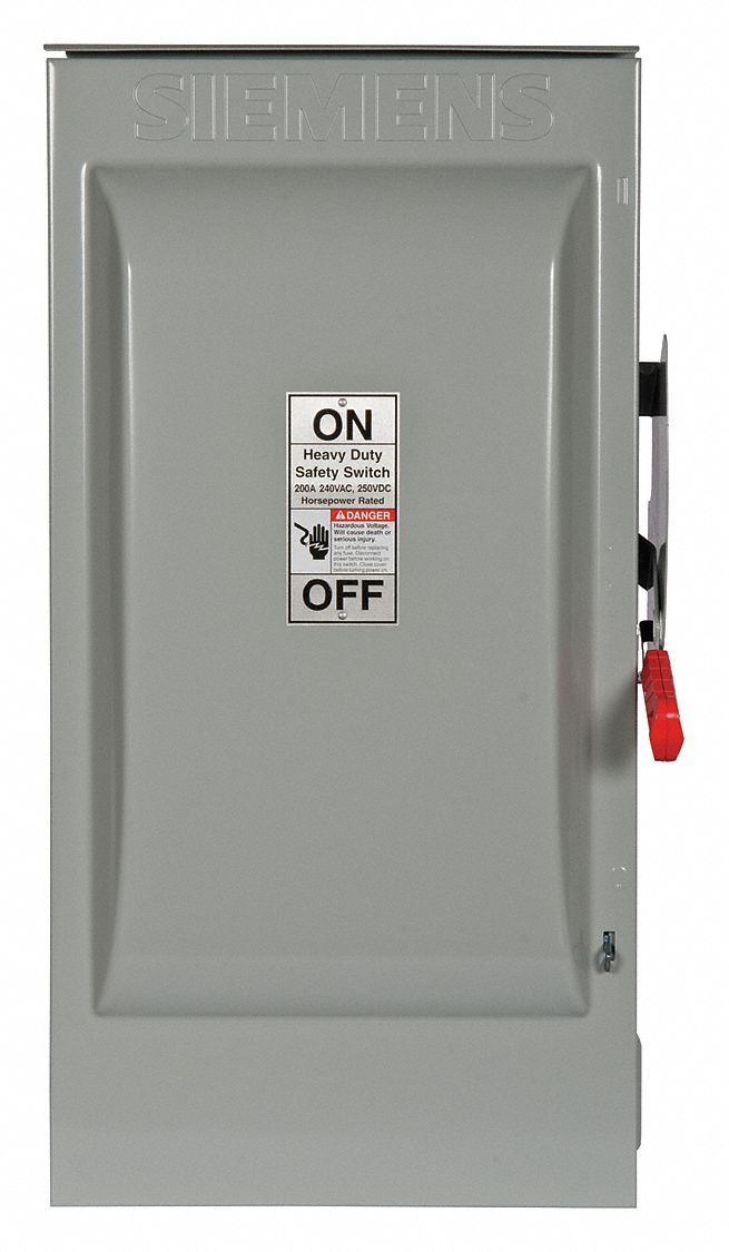 Safety Switch: Fusible, 200 A, Single Phase, 240V AC, Galvanized Steel, Indoor/Outdoor