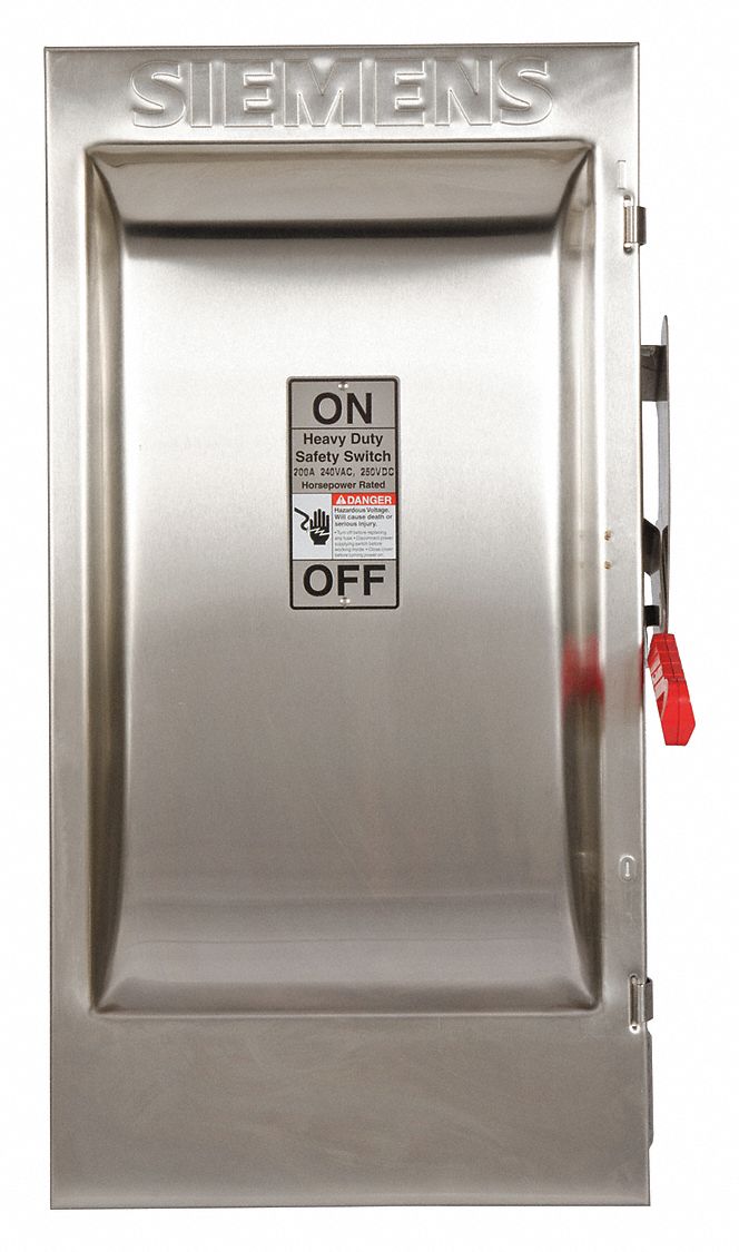 Safety Switch: Fusible, 200 A, Single Phase, 240V AC, 304 Stainless Steel, Indoor/Outdoor