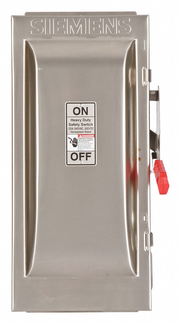 Safety Switch: Fusible, 100 A, Three Phase, 240V AC, 304 Stainless Steel, Indoor/Outdoor