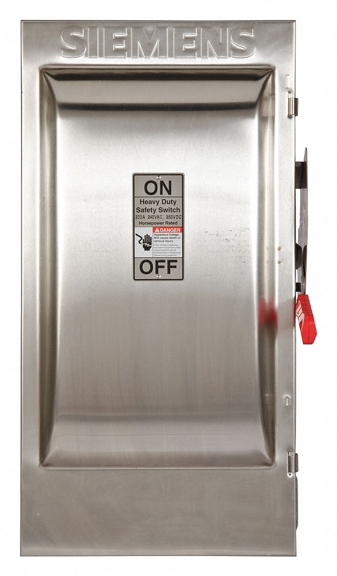 Safety Switch: Fusible, 200 A, Three Phase, 240V AC, 304 Stainless Steel, Indoor/Outdoor