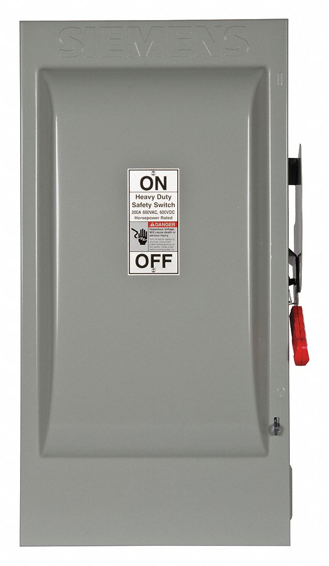 Safety Switch: Fusible, 200 A, Three Phase, 600V AC, Galvanized Steel, Indoor