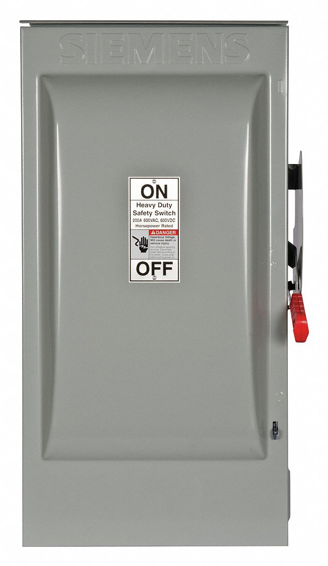 Safety Switch: Fusible, 200 A, Three Phase, 600V AC, Galvanized Steel, Indoor/Outdoor