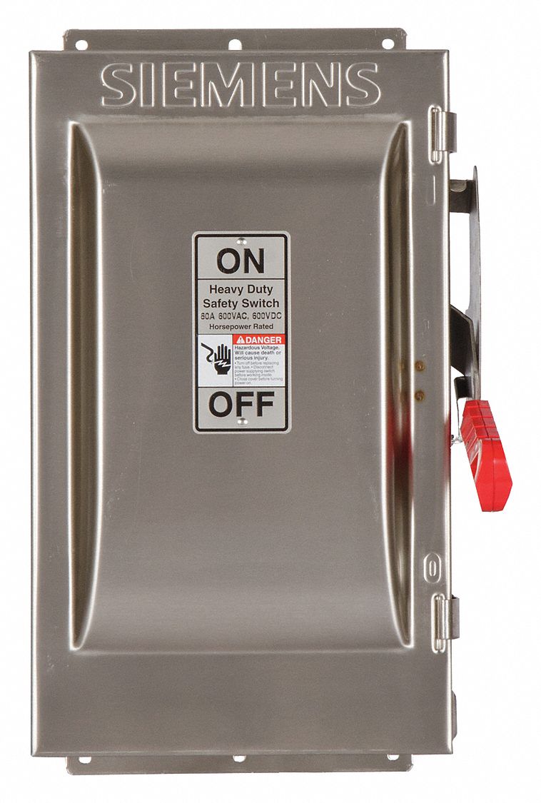 Safety Switch: Non-Fusible, 60 A, Three Phase, 600V AC, 304 Stainless Steel, Indoor/Outdoor