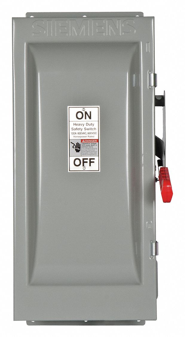 Safety Switch: Non-Fusible, 100 A, Three Phase, 600V AC, Galvanized Steel, Indoor