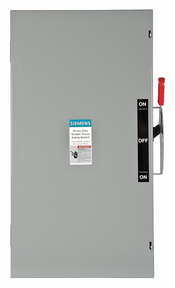Safety Switch: Non-Fusible, 200 A, Single Phase, 240V AC, Galvanized Steel, Indoor
