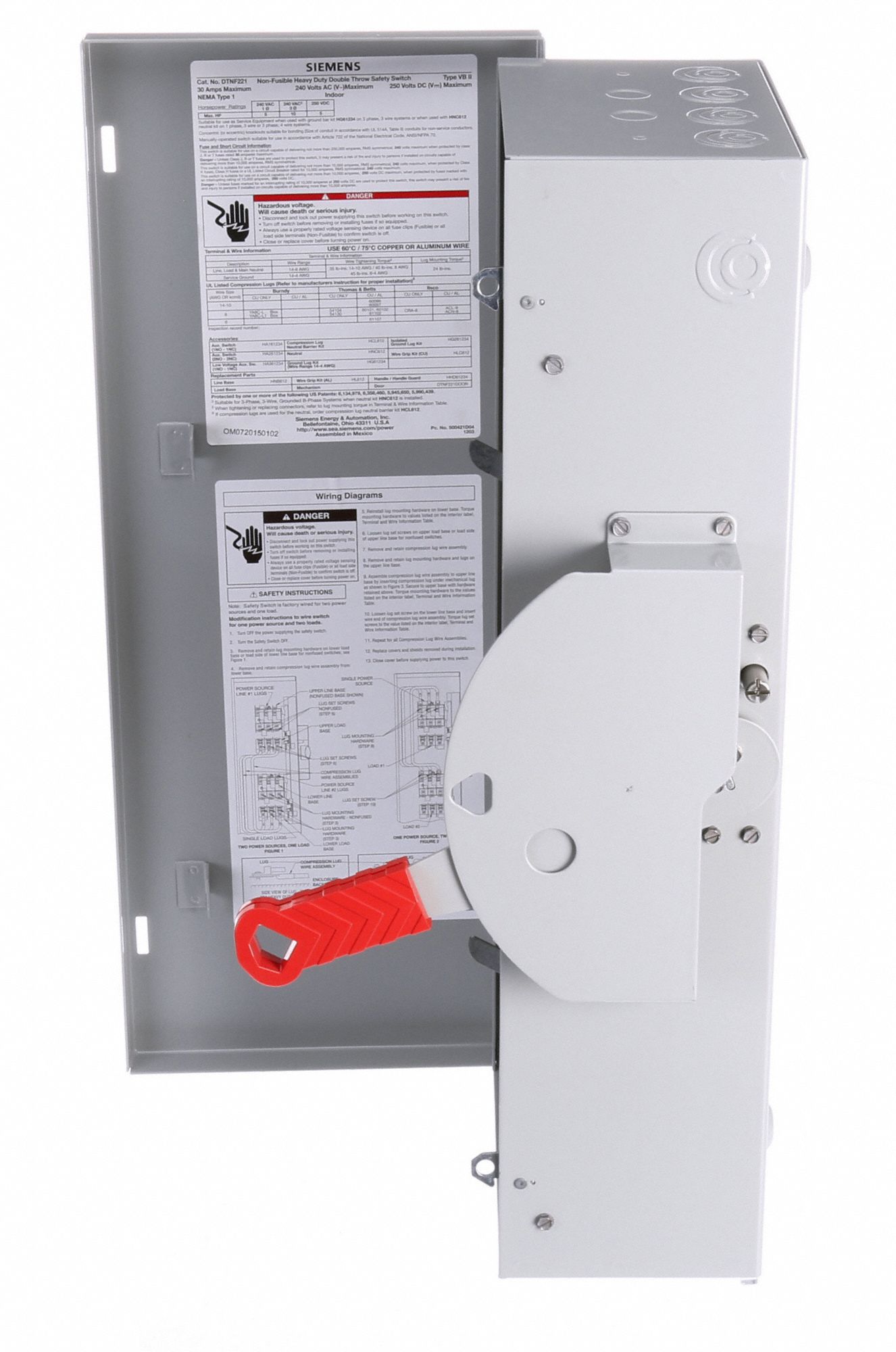 SIEMENS Safety Switch, Nonfusible, Heavy, 240V AC Voltage, 1 Phase, 10