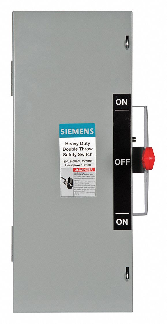 Safety Switch: Non-Fusible, 30 A, Three Phase, 240V AC, Galvanized Steel, Indoor