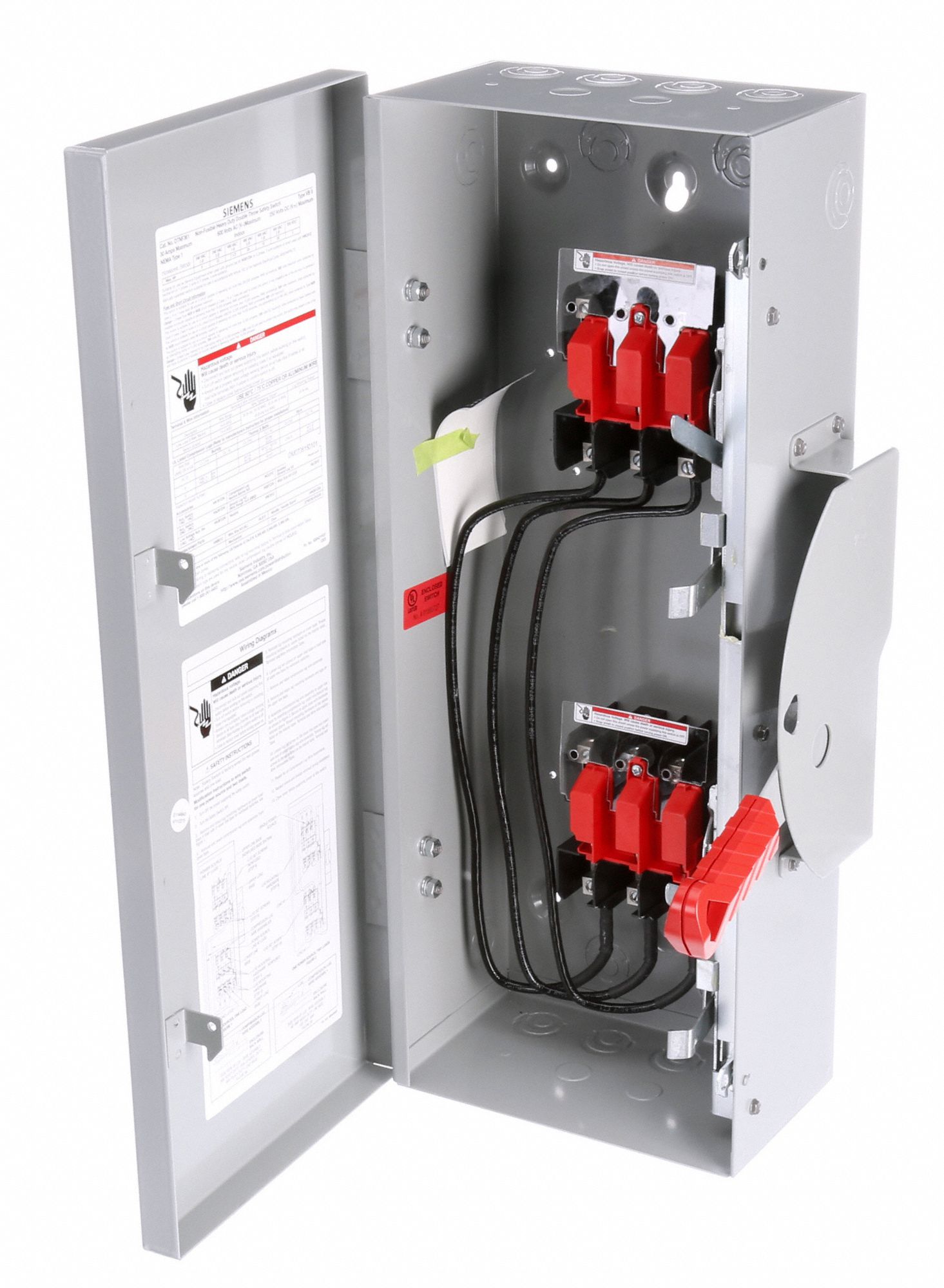 SIEMENS Safety Switch 30 A Amps AC, 30 HP 600V AC, 1, 3 Poles, 3 Wires, Nonfusible 20RC70